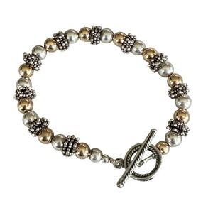 Beaded Bracelet Gold Silver Tone Toggle‎ Clasp Fashion Jewelry